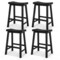 Set Of 4 Saddle Bar Stools Counter Height Dining Chairs W/ Wooden Legs
